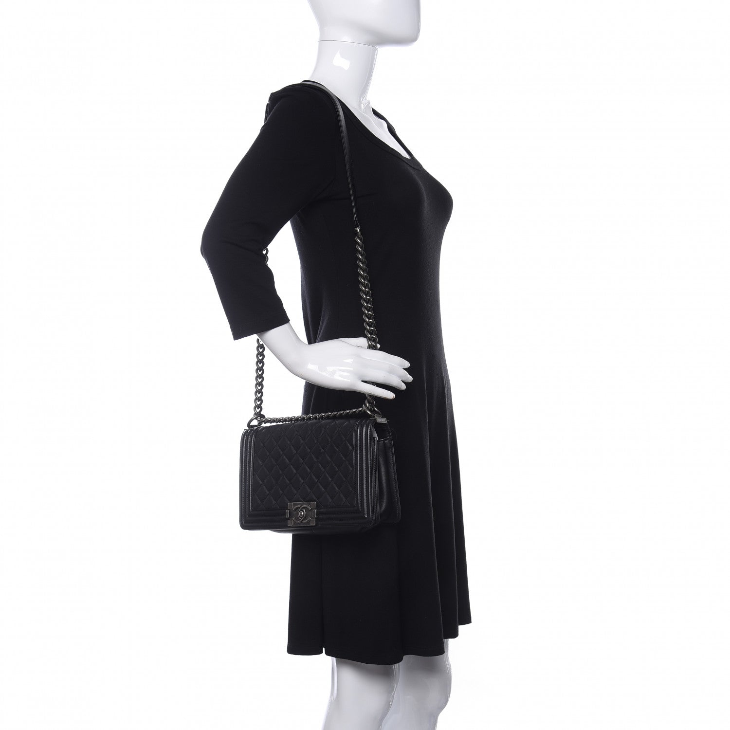 Chanel Calfskin Quilted Medium Boy Flap Black 2 of 10