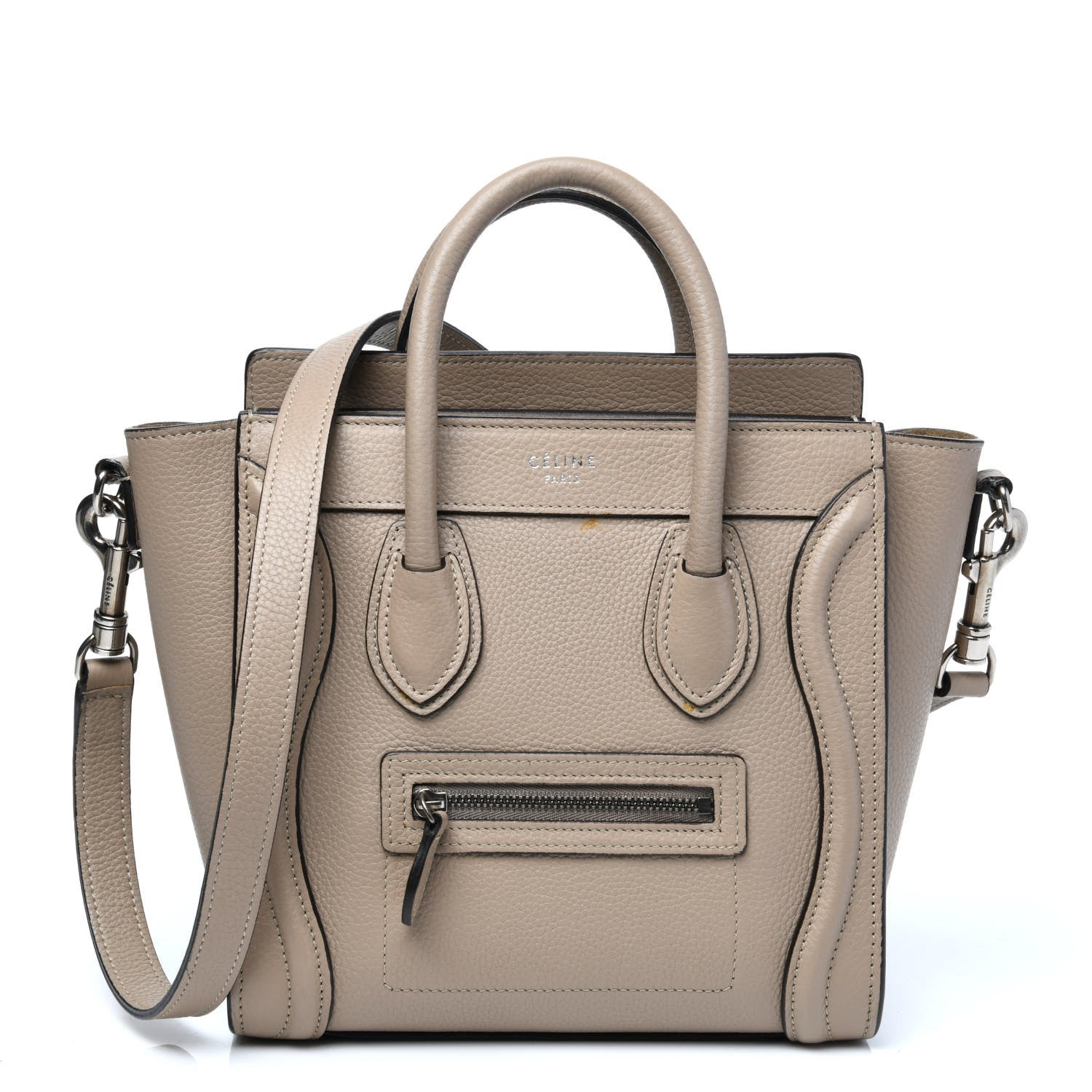 Celine Drummed Calfskin Nano Luggage Dune 1 of 9