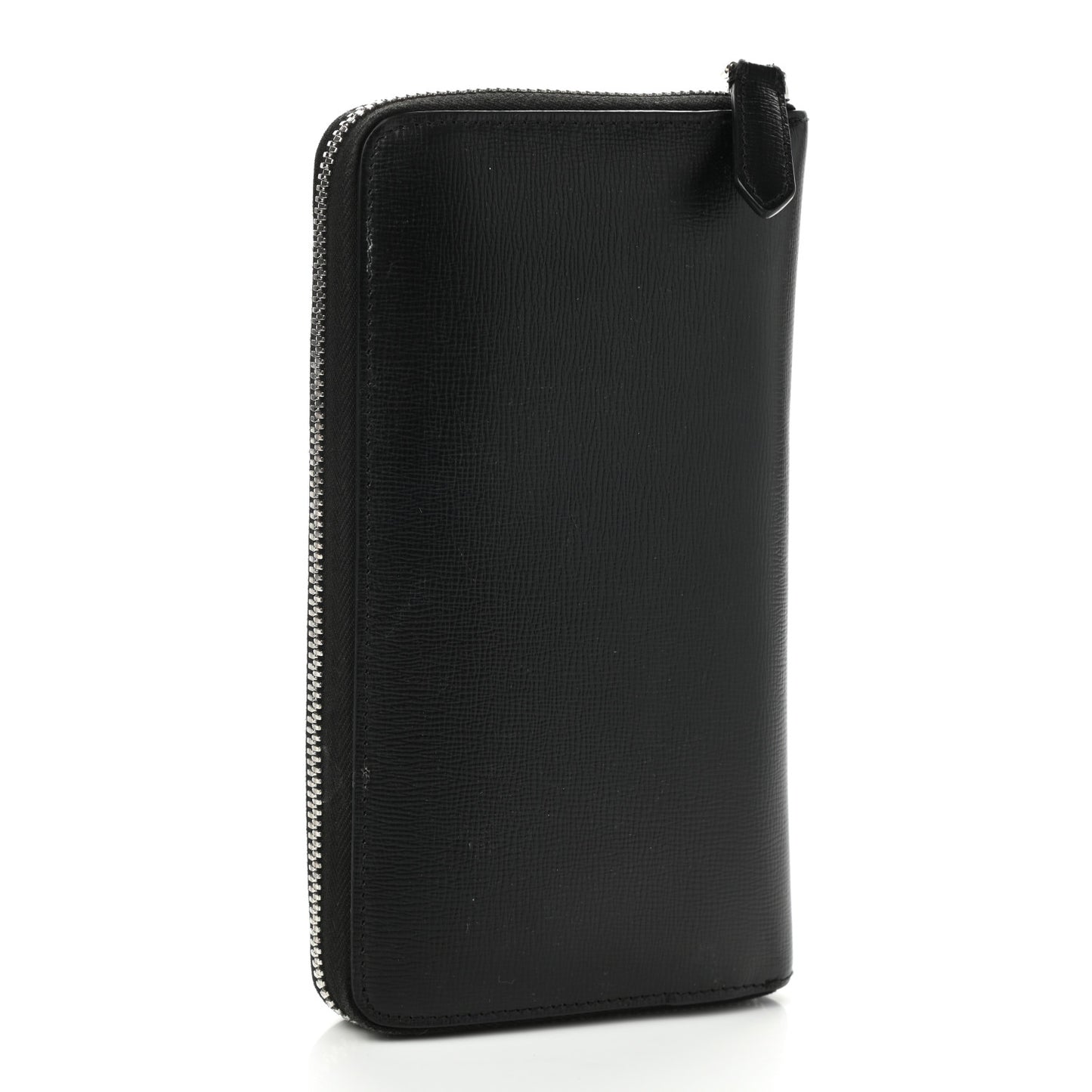 London Grainy Calfskin Renfrew Long Zip Around Wallet Black