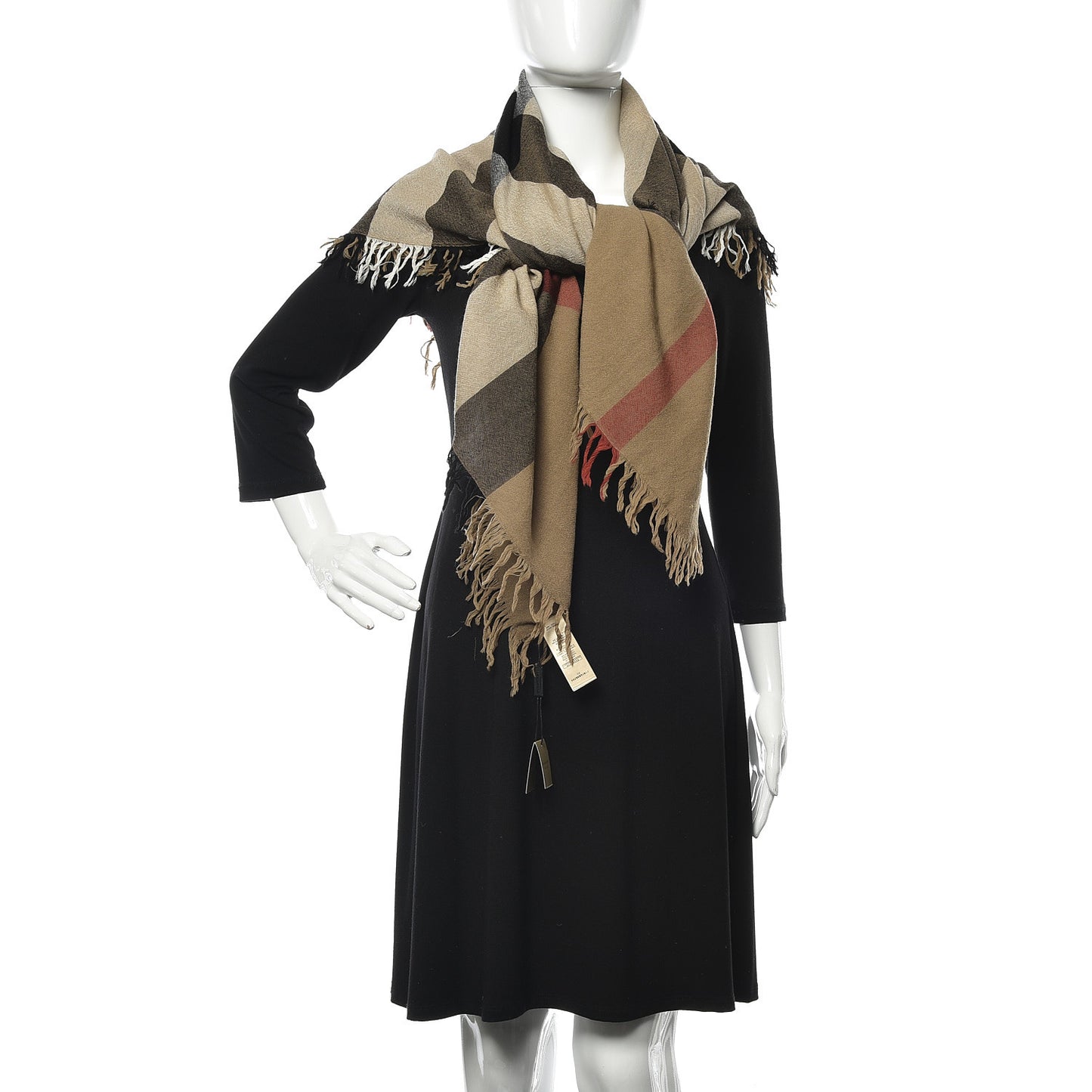 Merino Wool House Check Scarf Brown