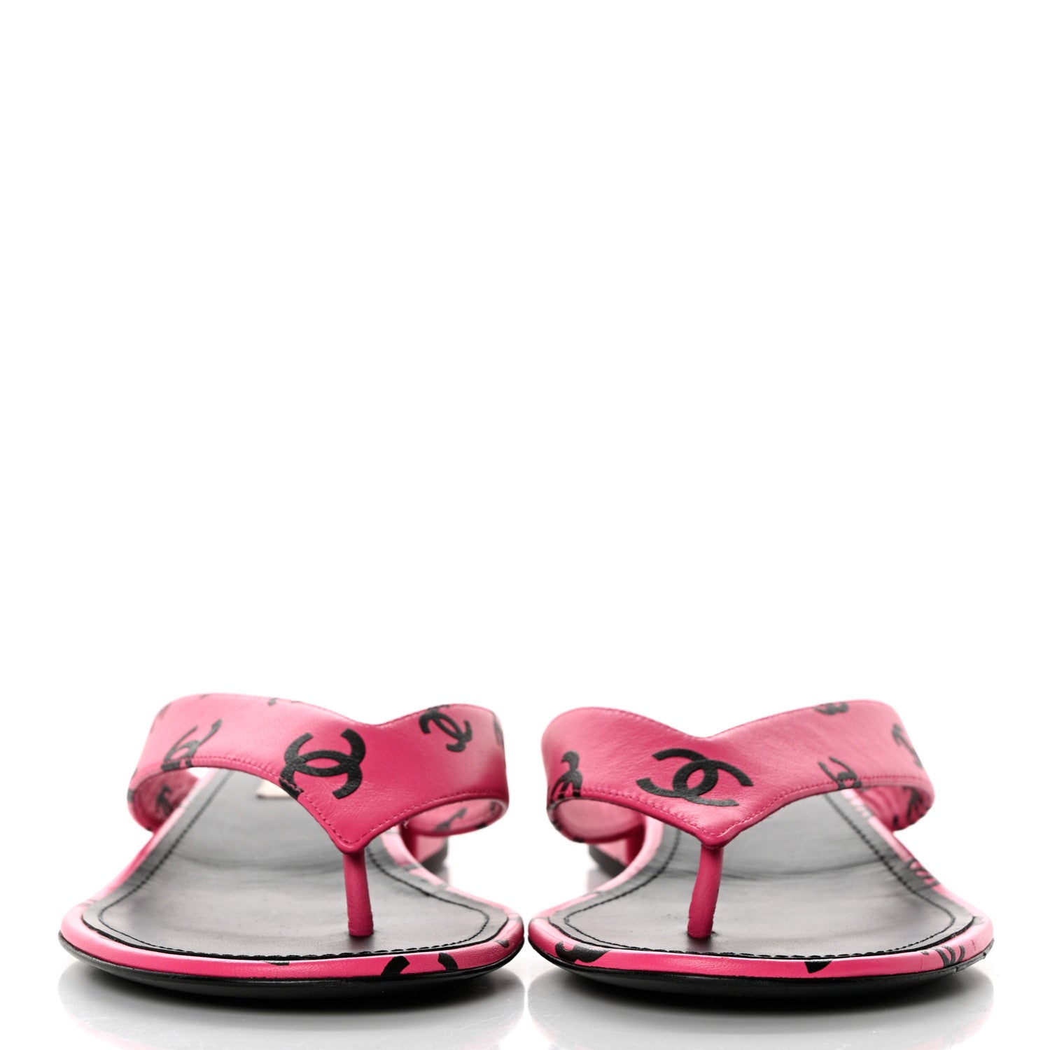 Chanel Printed Lambskin Coco Beach Thong Sandals 40.5 Dark Pink Black 2 of 8