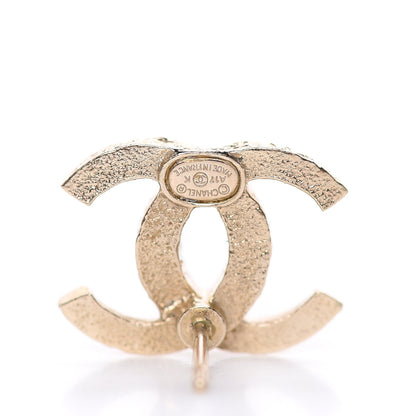 Chanel Crystal Textured CC Earrings Gold 3 of 5