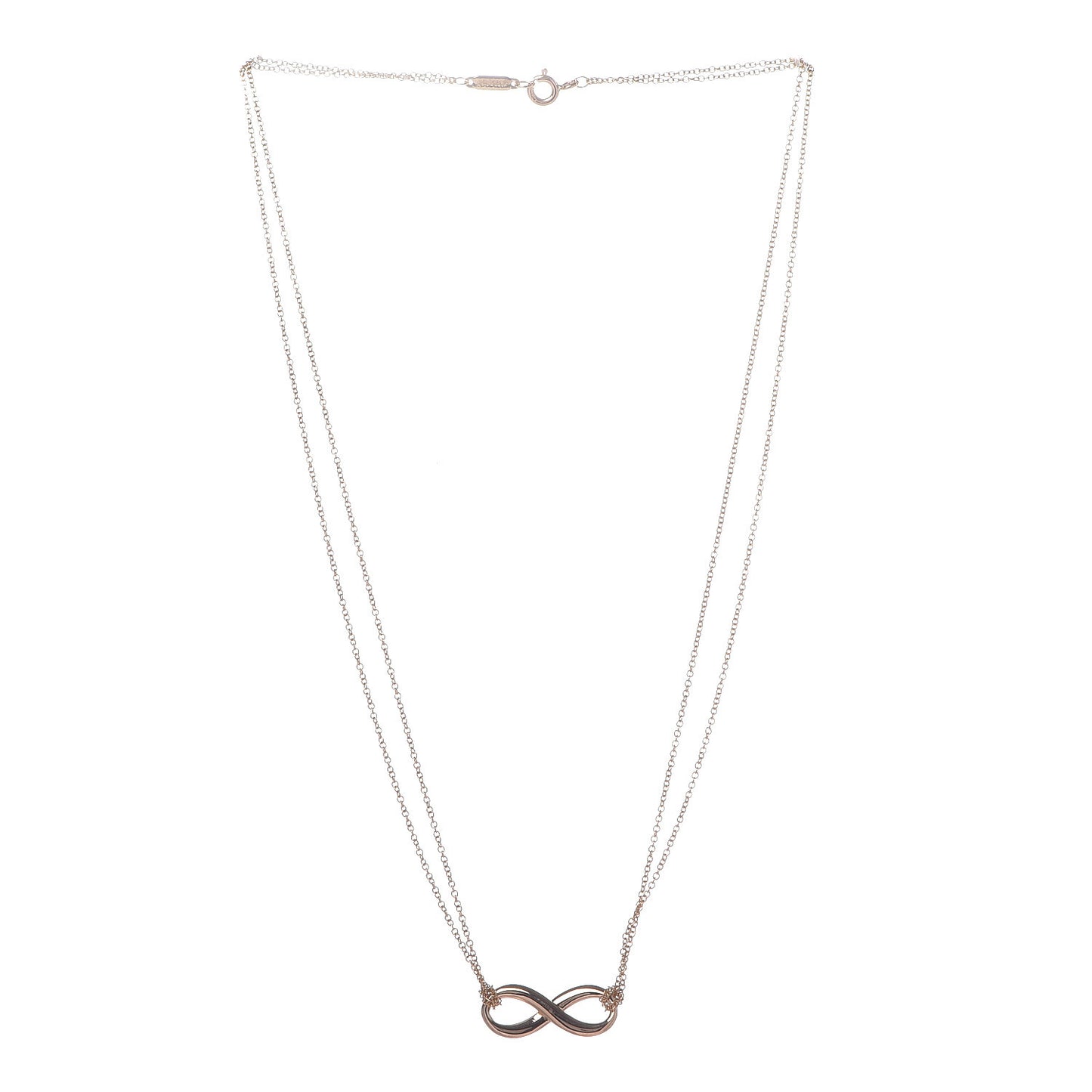 18K Rose Gold Infinity Double Chain Pendant Necklace