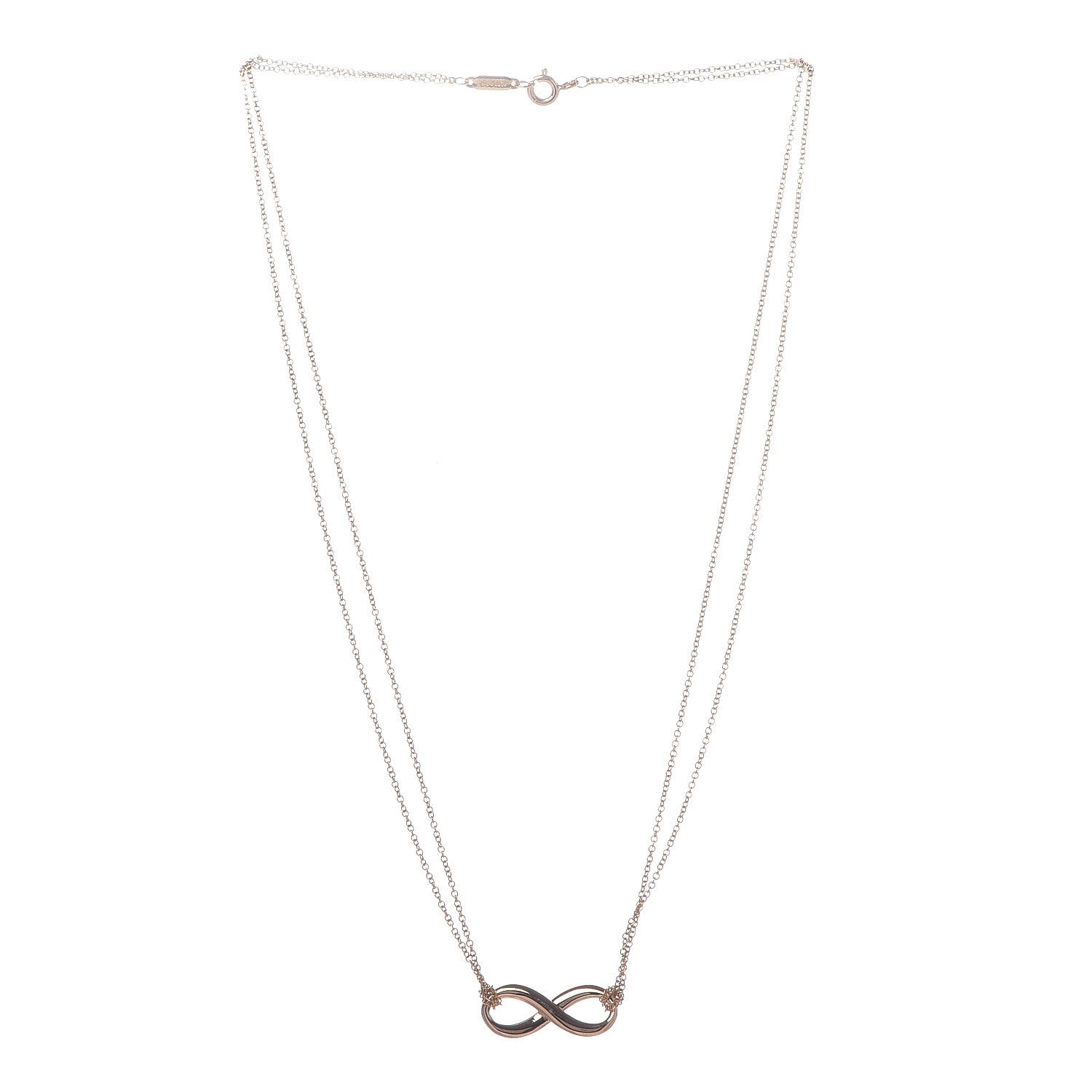 Tiffany 18K Rose Gold Infinity Double Chain Pendant Necklace 3 of 8