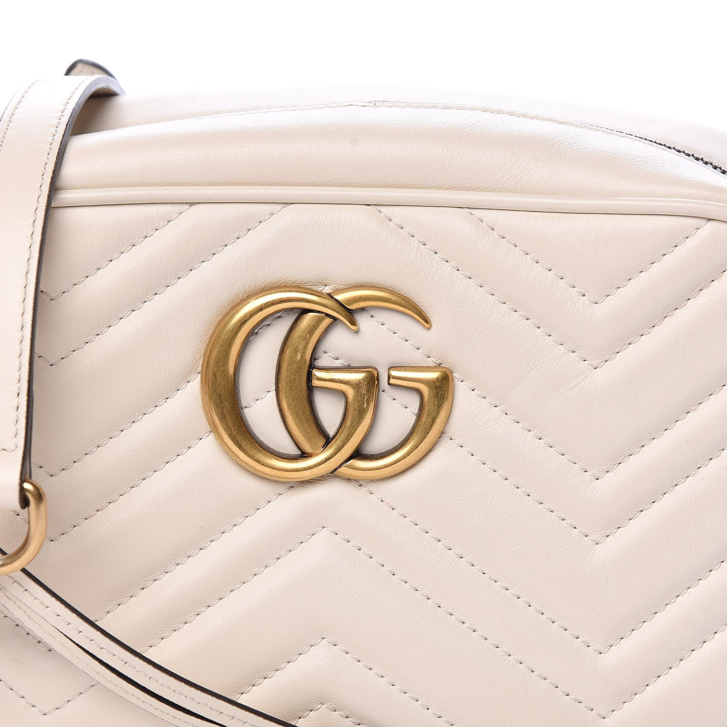 Gucci Calfskin Matelasse Small GG Marmont Chain Shoulder Bag White 10 of 11