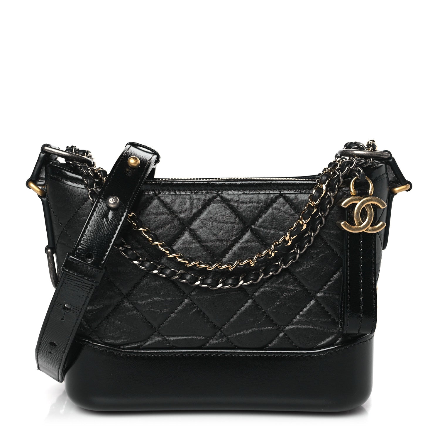 Chanel Aged Calfskin Quilted Small Gabrielle Hobo Black 1 of 10