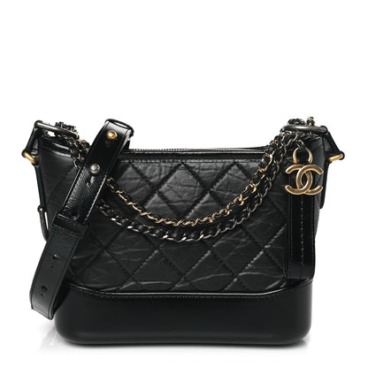 Chanel Aged Calfskin Quilted Small Gabrielle Hobo Black 1 of 10