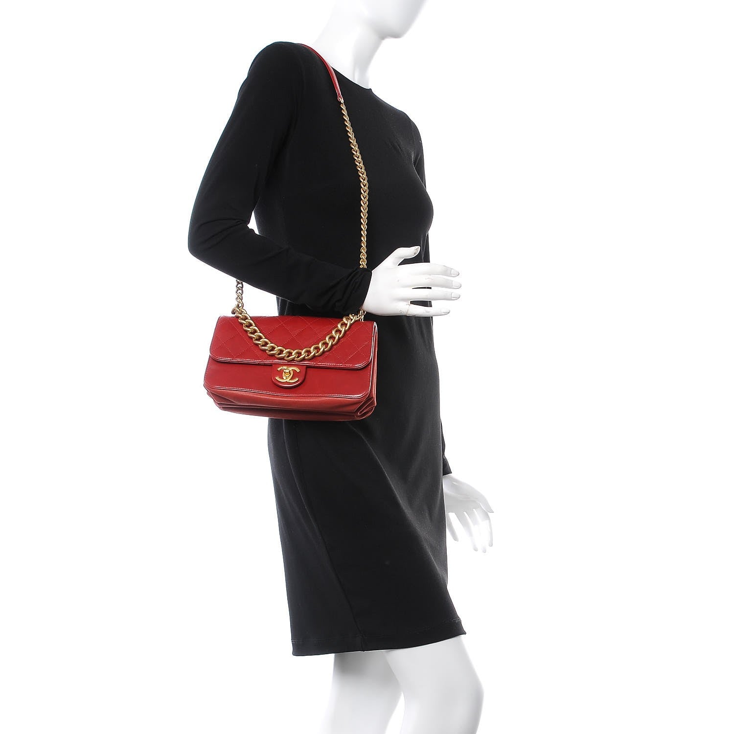 Chanel Iridescent Calfskin Quilted Small Straight Lined Flap Red 2 of 7
