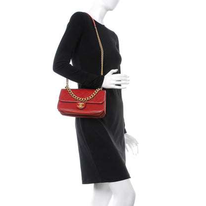Chanel Iridescent Calfskin Quilted Small Straight Lined Flap Red 2 of 7