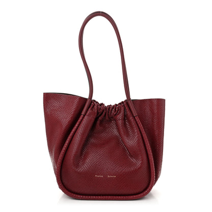 Proenza Schouler Calfskin Snakeskin Embossed Large Ruched Tote Bordeaux 1 of 11