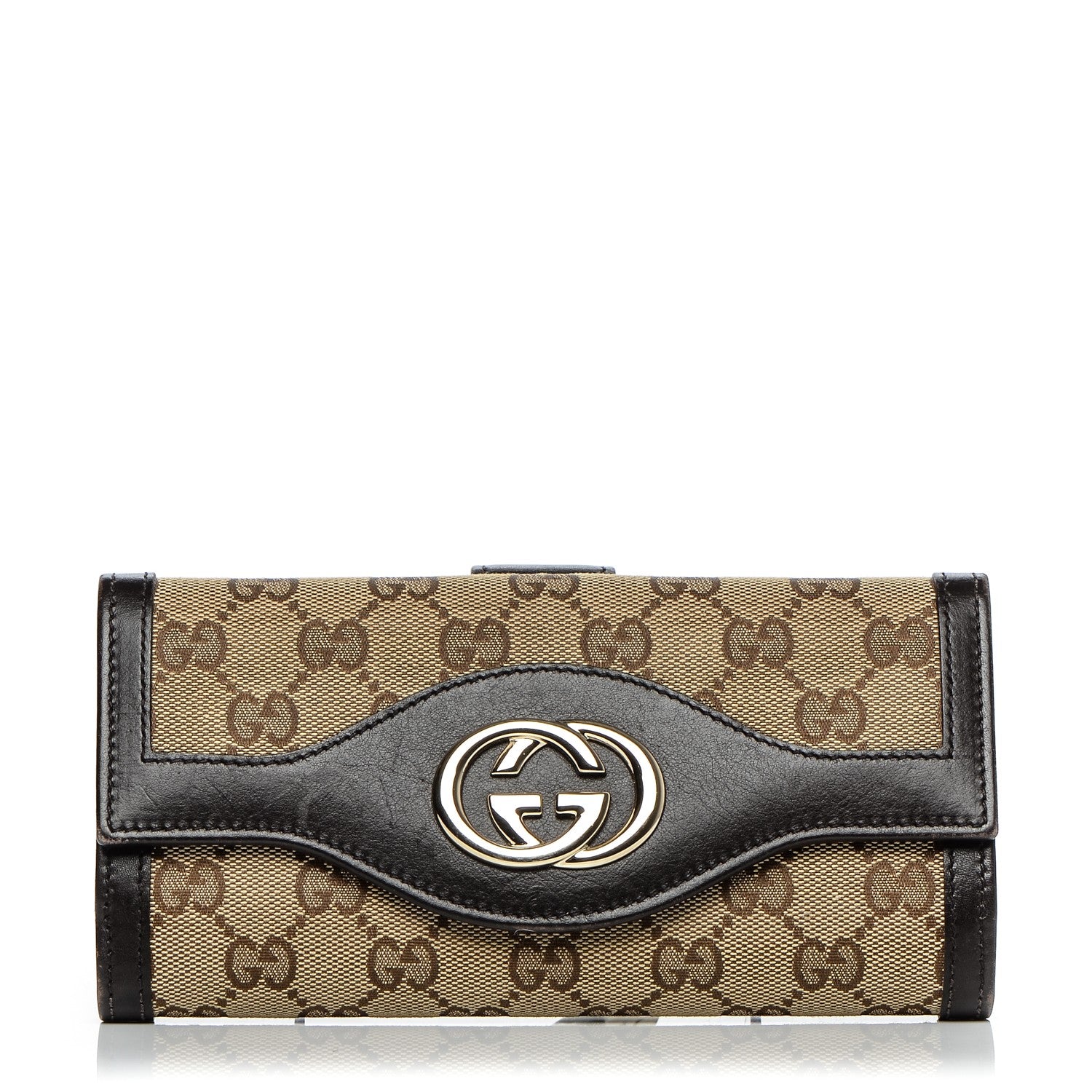 Gucci Monogram Margaux Calfskin Sukey Continental Organizer Wallet Beige Ebony Cocoa 1 of 8
