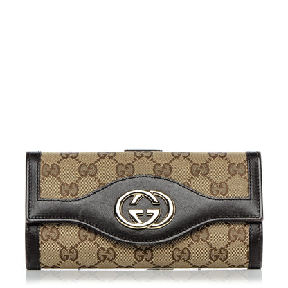 Gucci Monogram Margaux Calfskin Sukey Continental Organizer Wallet Beige Ebony Cocoa 1 of 8