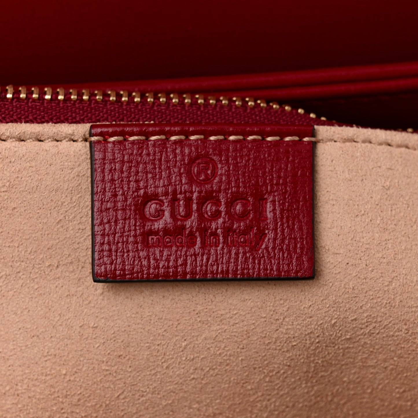 GG Supreme Monogram Azalea Calfskin Horsebit 1955 Shoulder Bag Beige Ebony New Cherry Red