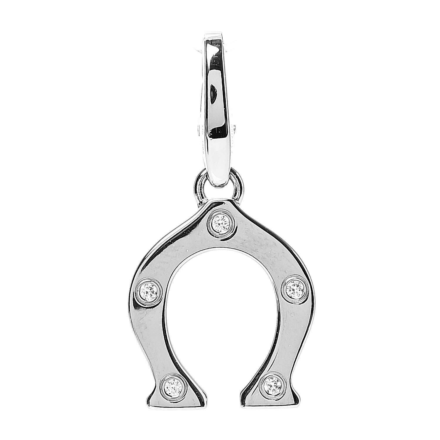 Cartier 18K White Gold Diamond Horseshoe Charm 1 of 4