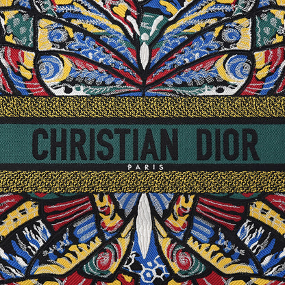 Christian Dior Canvas Embroidered Butterfly Book Tote Black Multicolor 9 of 9