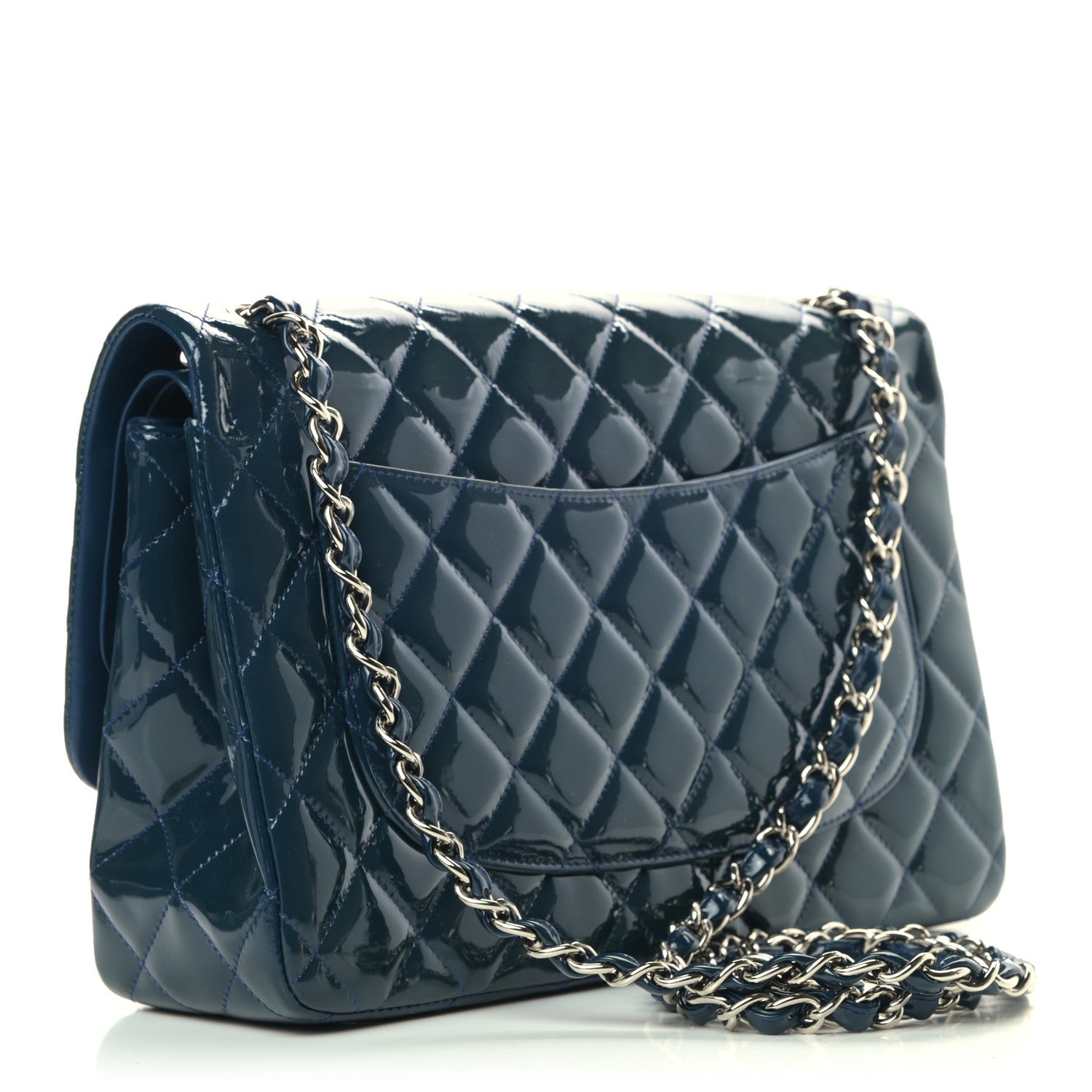 Chanel Patent Quilted Jumbo Double Flap Navy 3 of 12