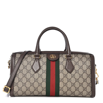 Gucci GG Supreme Monogram Web Medium Ophidia Boston Brown 1 of 11