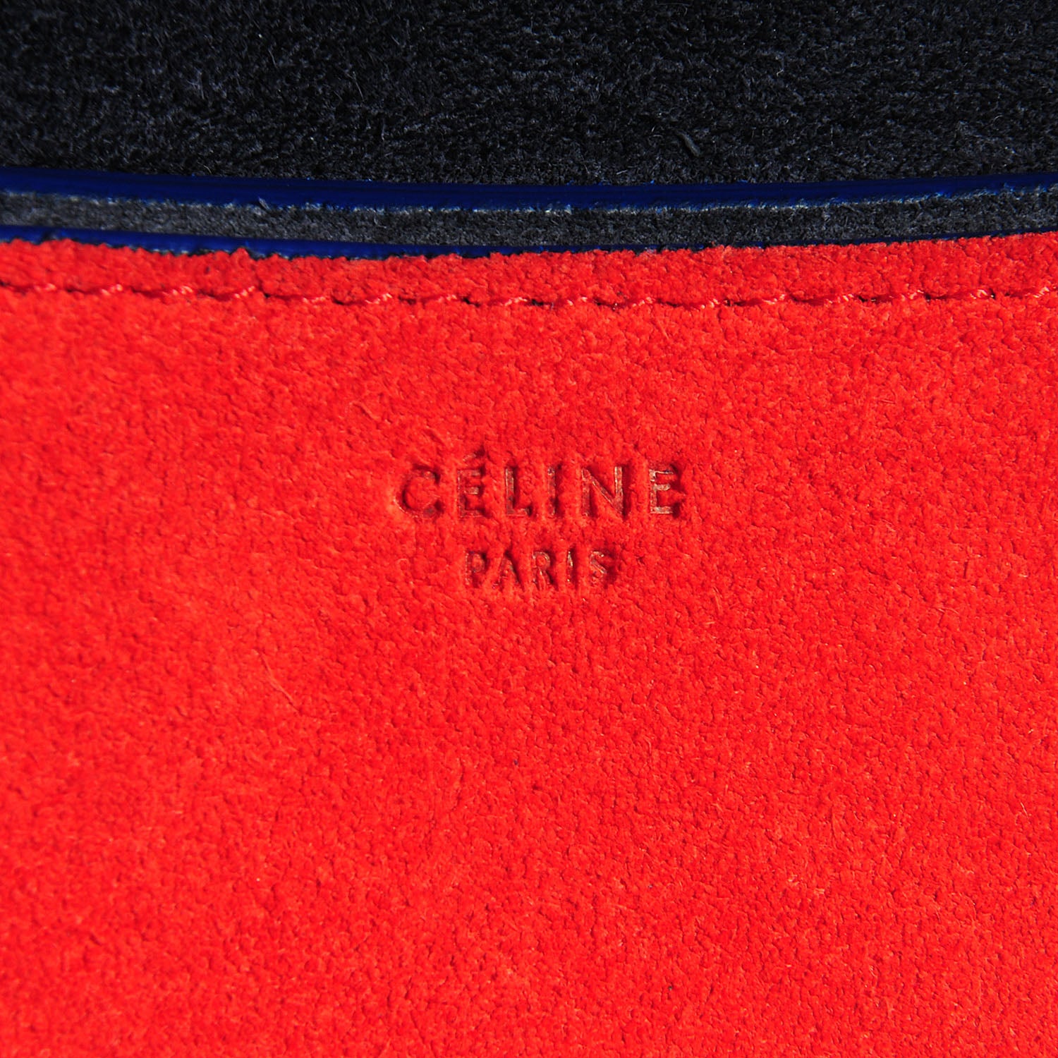 Celine Calfskin Suede Tri-Color Diamond Clutch Red 8 of 11