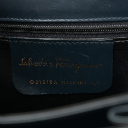 Salvatore Ferragamo Brushed Off Calfskin Small Iconic Top Handle Bag Navy 6 of 10