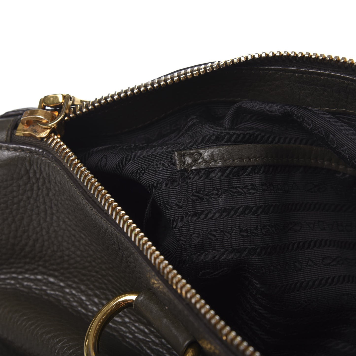 Vitello Daino Top Handle Zip Tote Militare