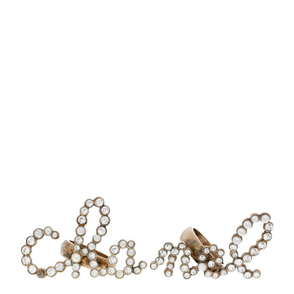 Chanel Crystal Pearl Cha-Nel Rings Set Gold 1 of 6