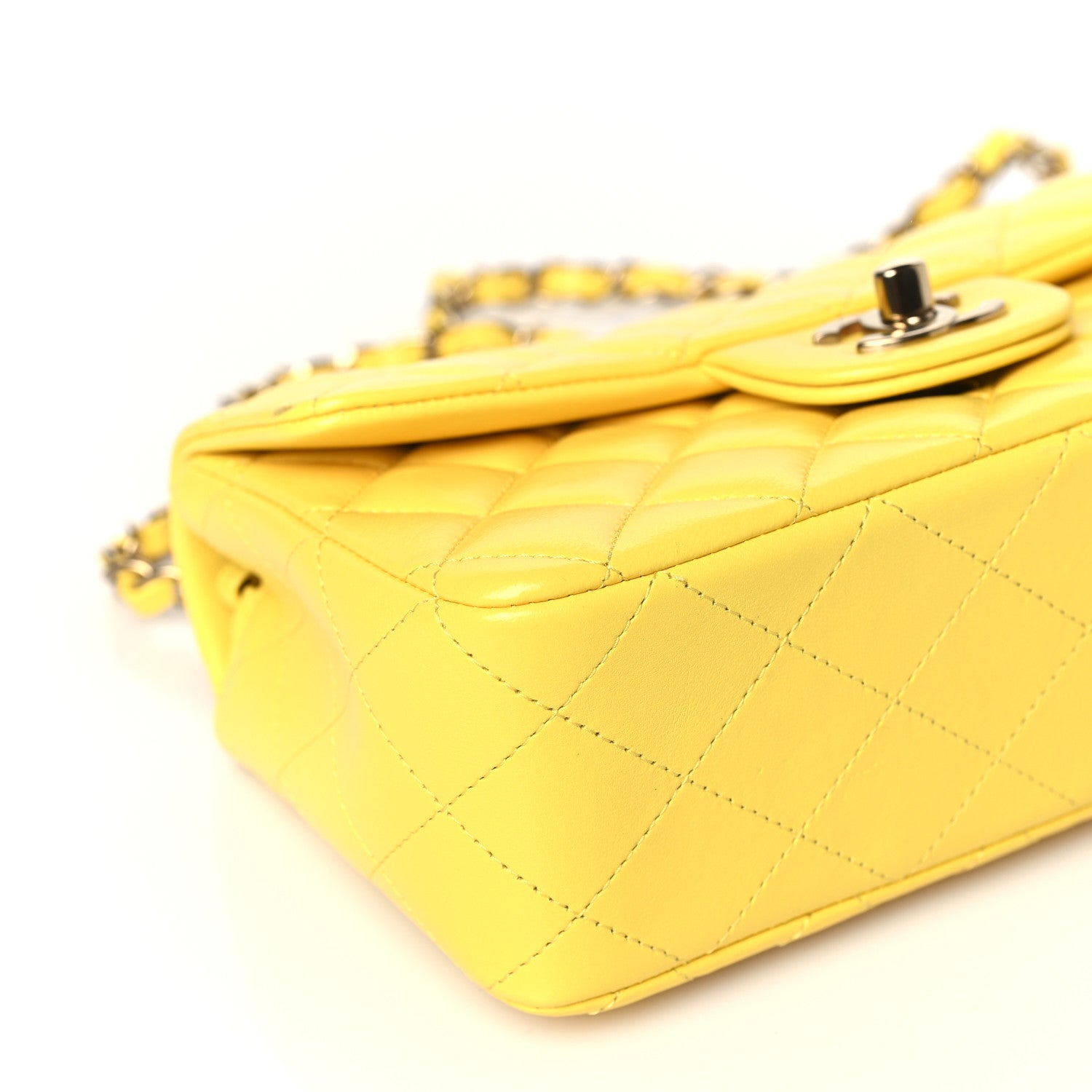 Chanel Lambskin Quilted Mini Rectangular Flap Yellow 9 of 11