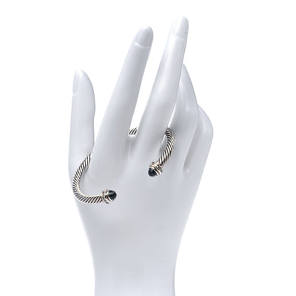 David Yurman Sterling Silver Diamond Hampton Blue Topaz 5mm Cable Classics Bracelet 2 of 5
