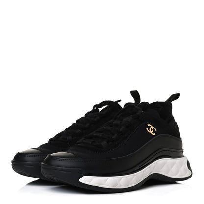 Chanel Velvet Calfskin Mixed Fibers CC Sneakers 37 Black 3 of 11