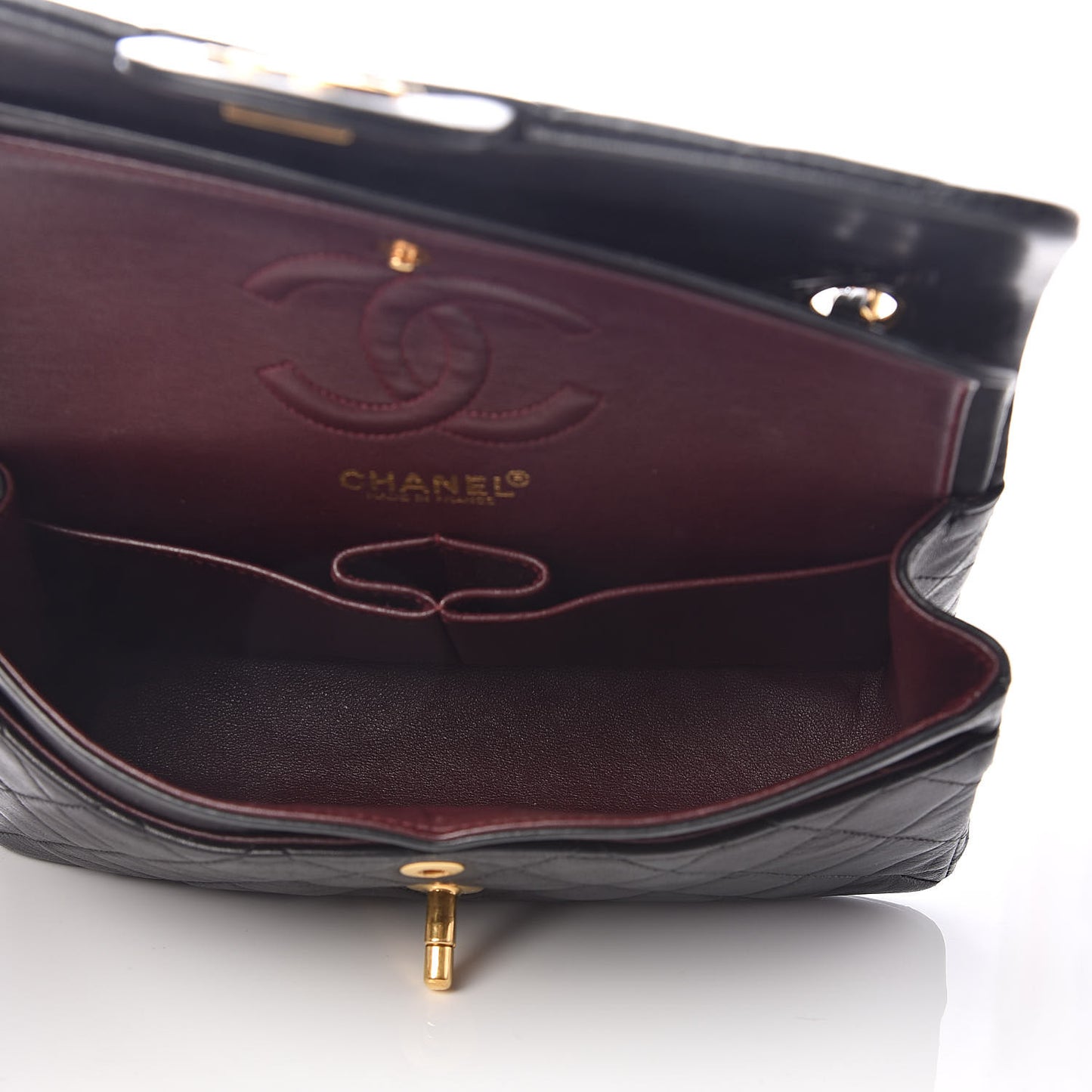 Lambskin Quilted Small Double Flap Black