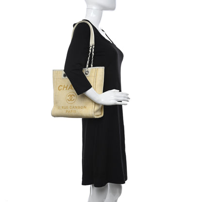 Chanel Canvas Mini Deauville Tote Light Yellow 2 of 15