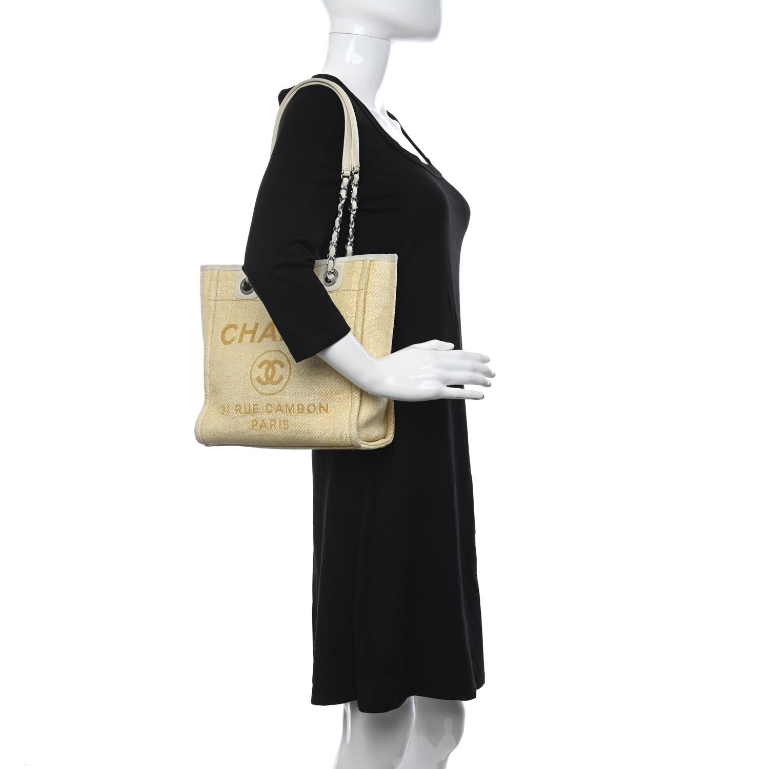 Chanel Canvas Mini Deauville Tote Light Yellow 2 of 22