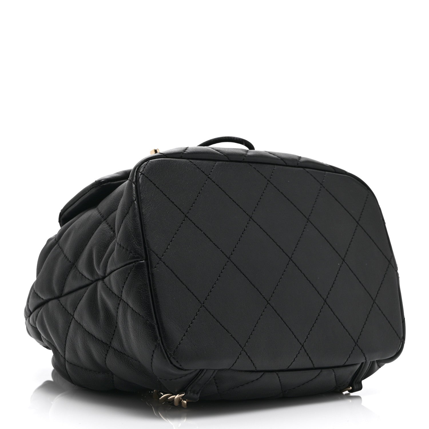 Chanel Lambskin Quilted Double Pocket Drawstring Backpack Black 4 of 10