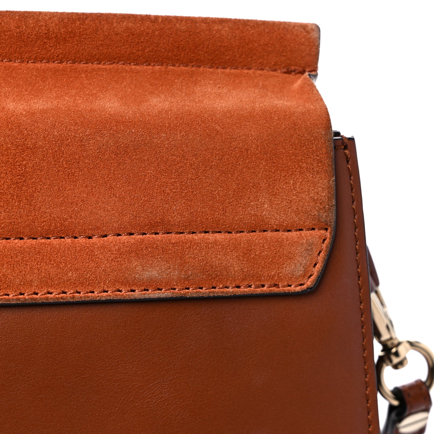 Suede Calfskin Medium Faye Shoulder Bag Tobacco