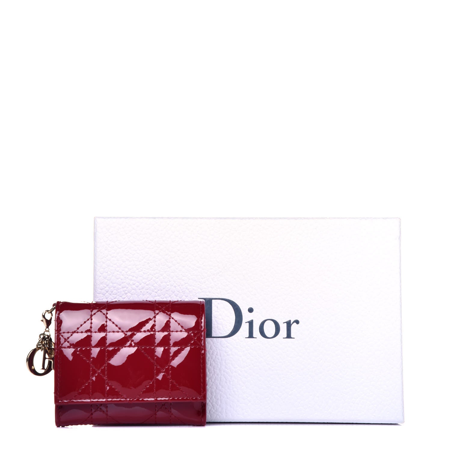 Christian Dior Patent Cannage Lady Dior Compact Wallet Scarlet 7 of 7