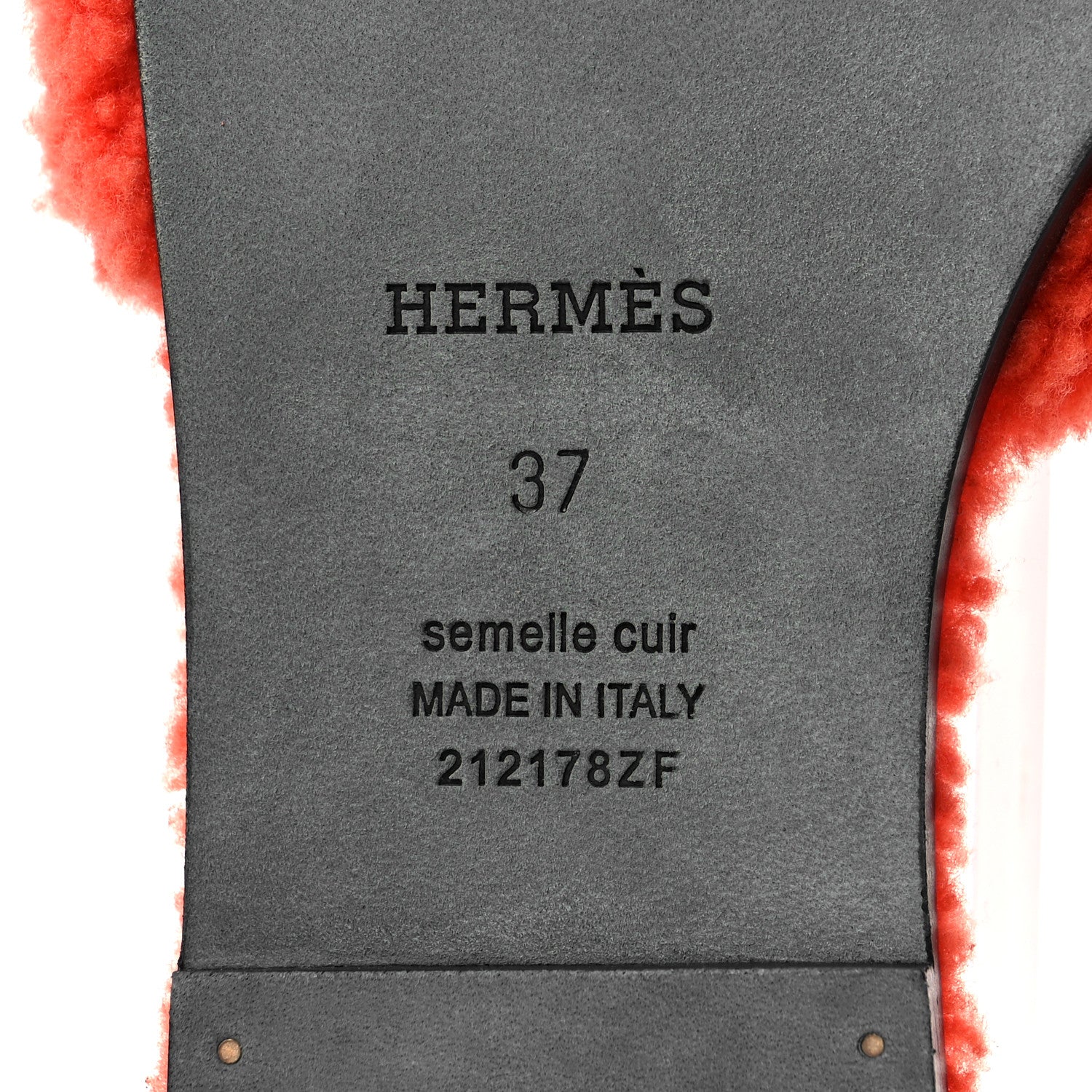 Hermes Woolskin Oran Sandals 37 Orange 6 of 8