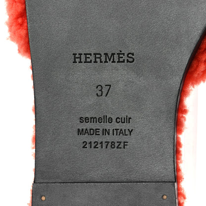 Hermes Woolskin Oran Sandals 37 Orange 6 of 8