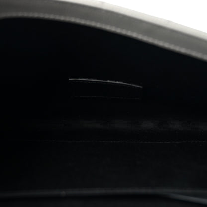 Saint Laurent Grain De Poudre Textured Mixed Matelasse Triquilt Monogram Clutch New Stone Grey 5 of 13