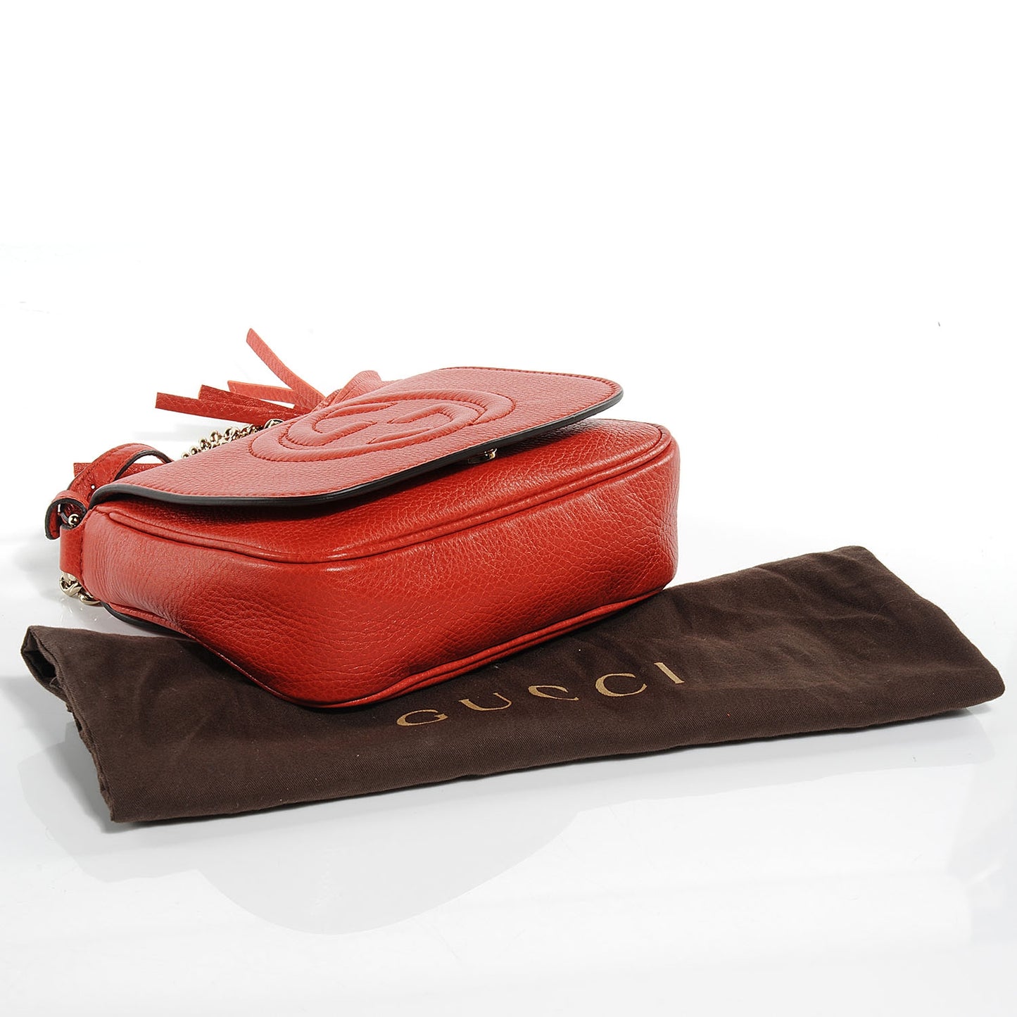 Pebbled Calfskin Small Soho Flap Crossbody Sun Orange