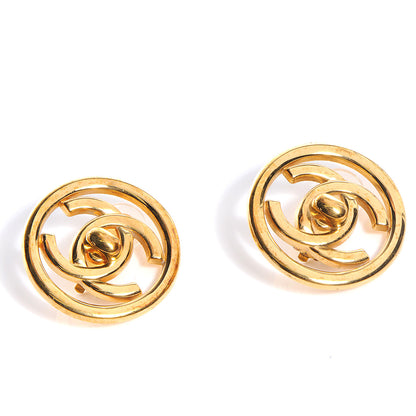 Chanel CC Turnlock Large Clip On Earrings Gold 1 of 5
