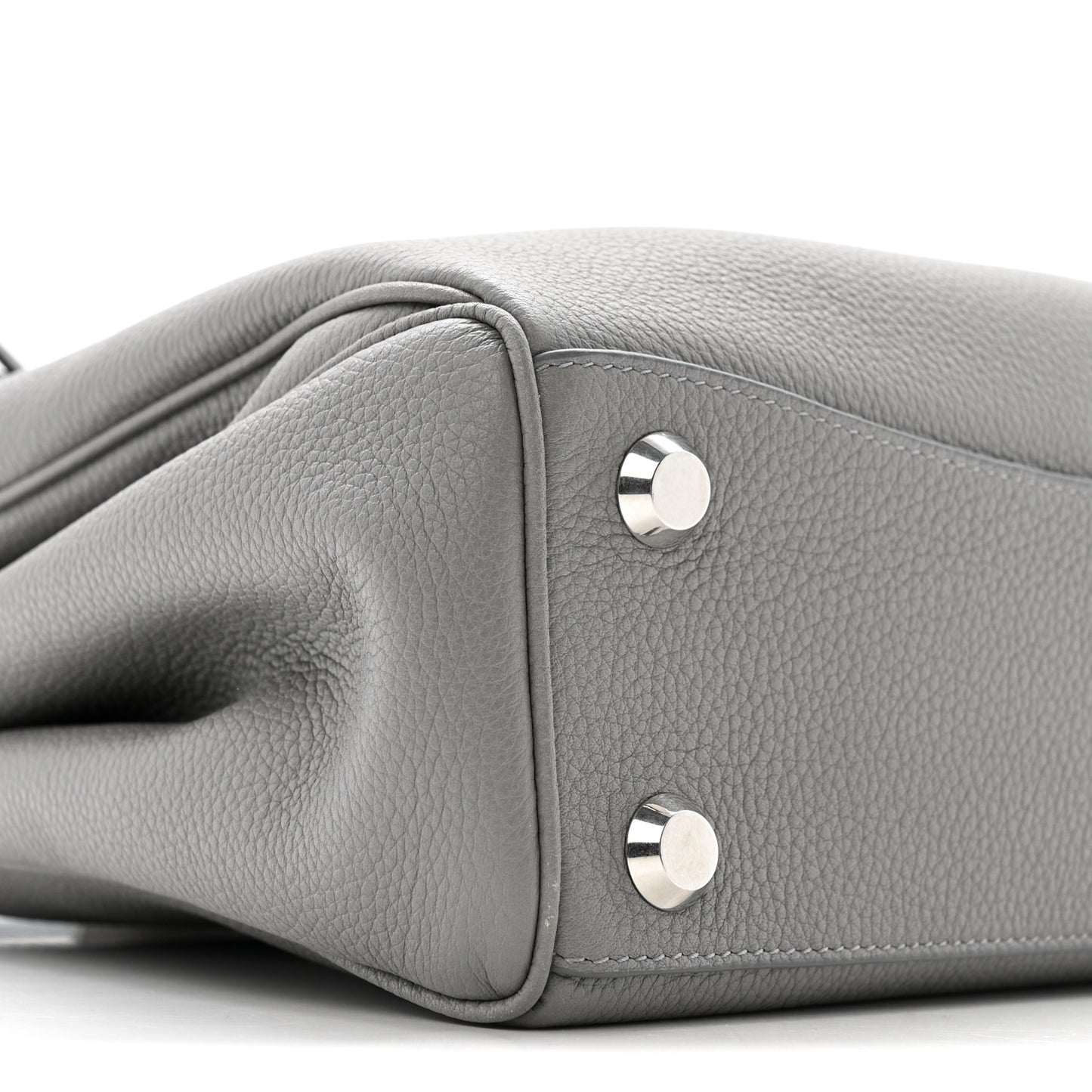 Grained Calfskin Small Rodeo Top Handle Handbag Grey