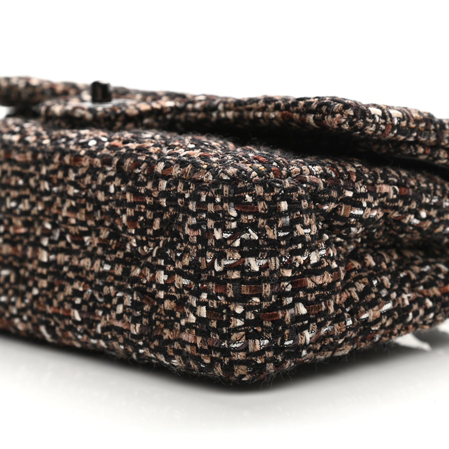 Tweed Quilted Medium Double Flap Brown