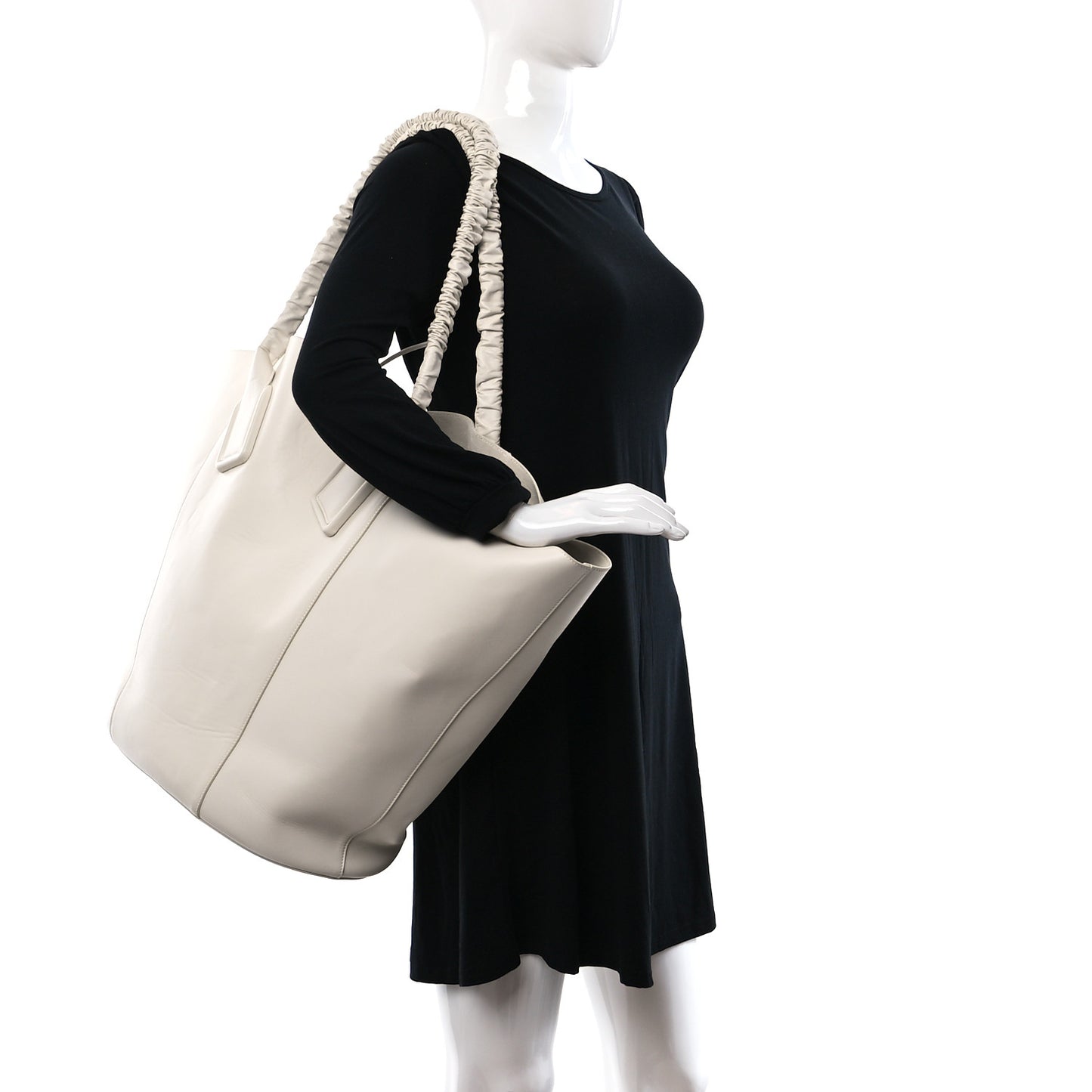 French Calfskin Large Basket Tote White