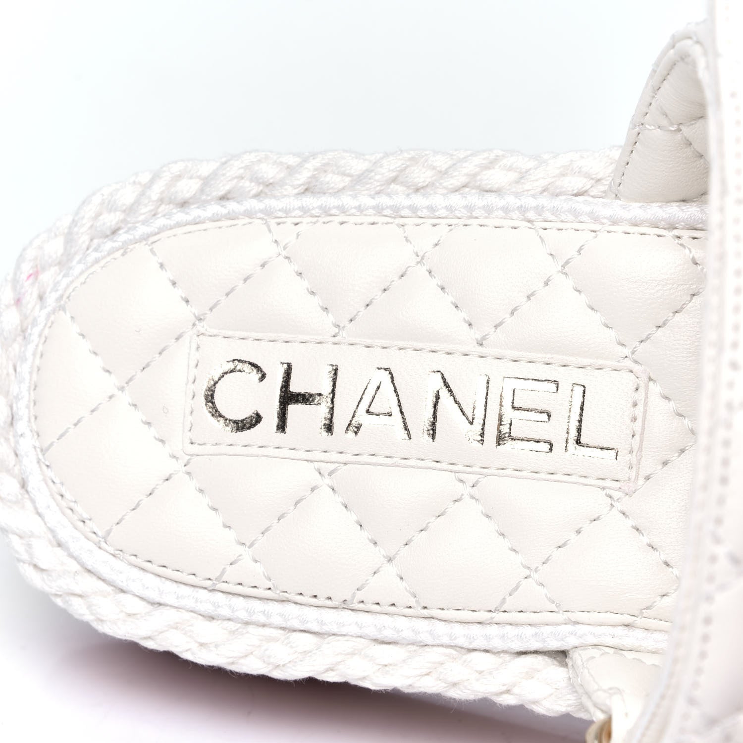 Chanel Cord Lambskin Quilted Logo Mules Ivory 6 of 6