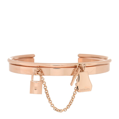 Hermes 18K Rose Gold PM Kelly Clochette Double Cuff Bracelet SH 1 of 4