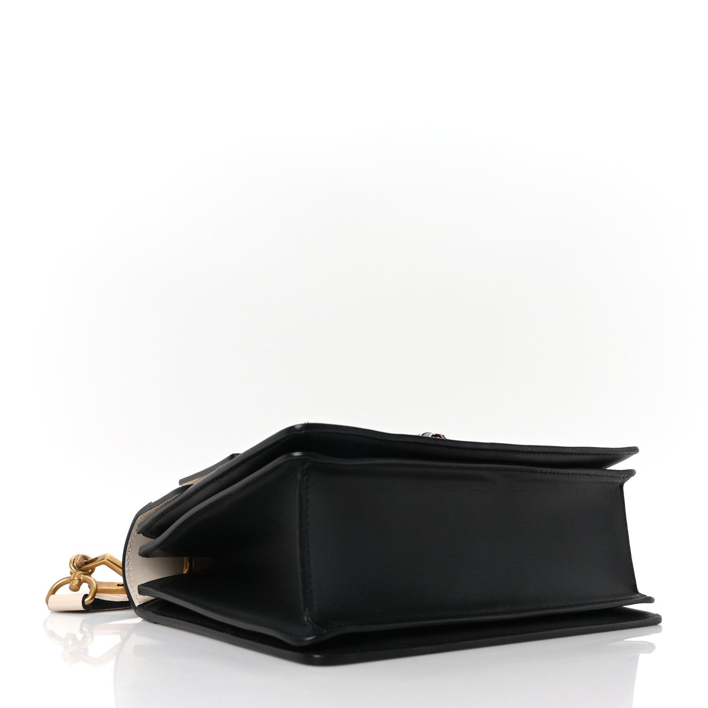 Calfskin Sylvie Web Small Queen Margaret Top Handle Bag Black White