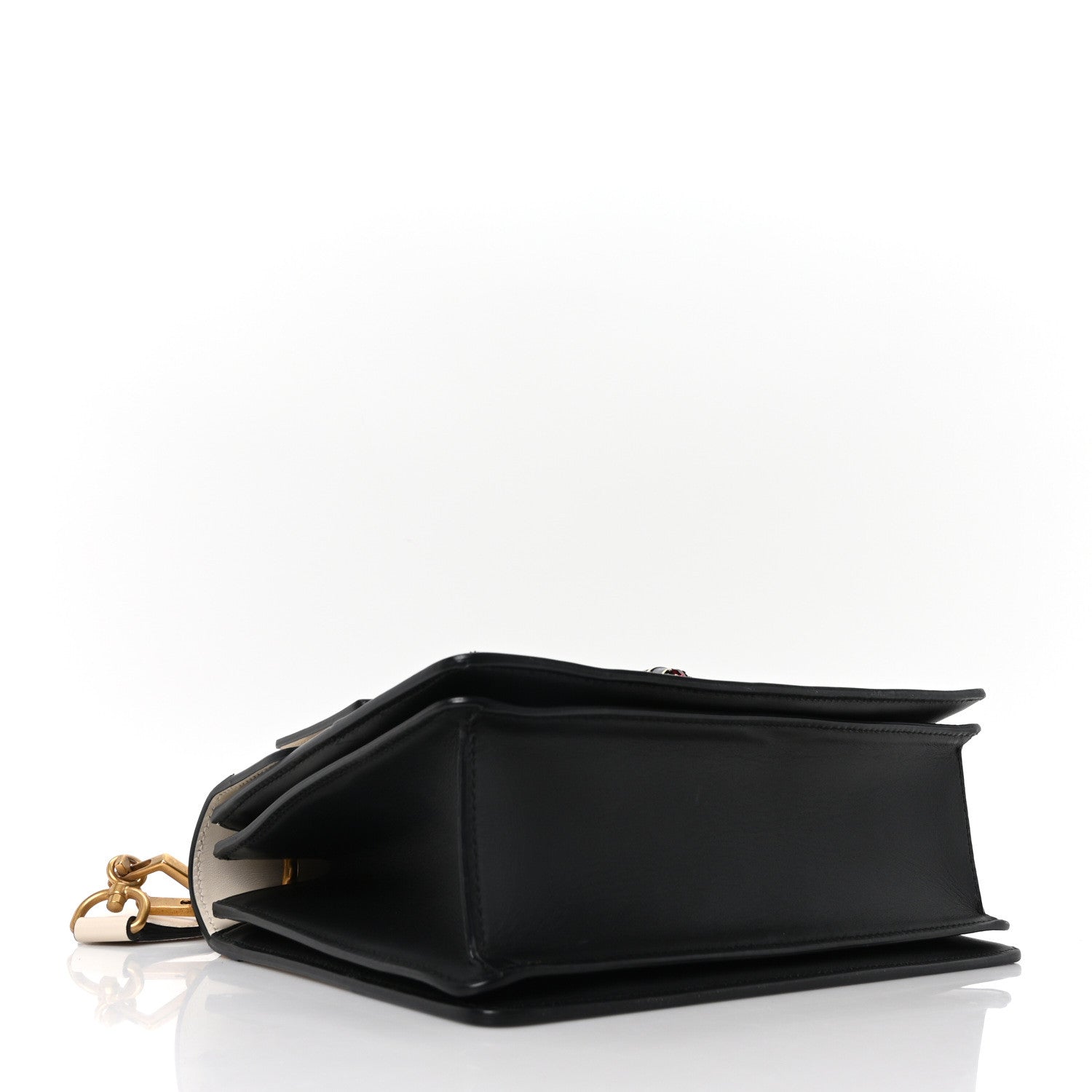Gucci Calfskin Sylvie Web Small Queen Margaret Top Handle Bag Black White 4 of 10