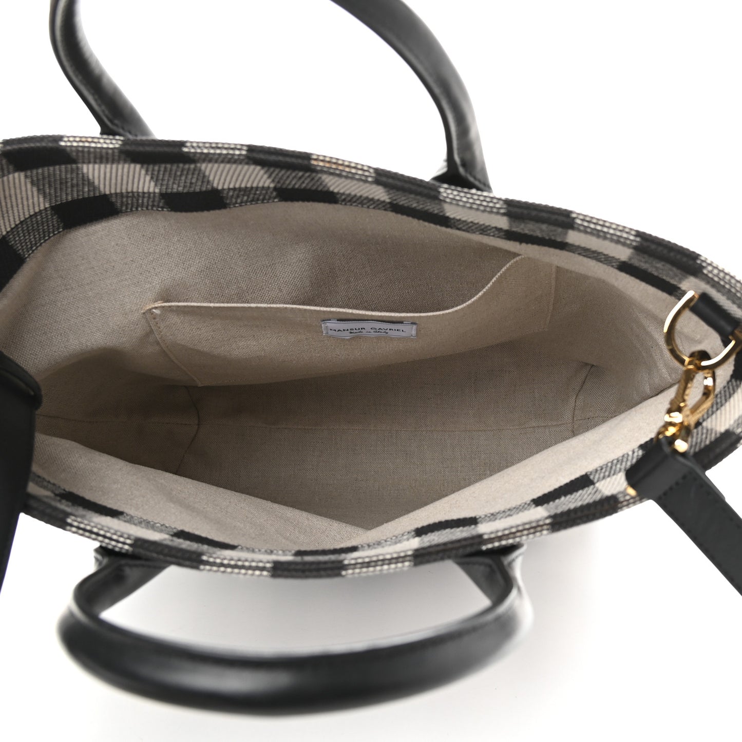 Canvas Gingham Check North South Tote Black White