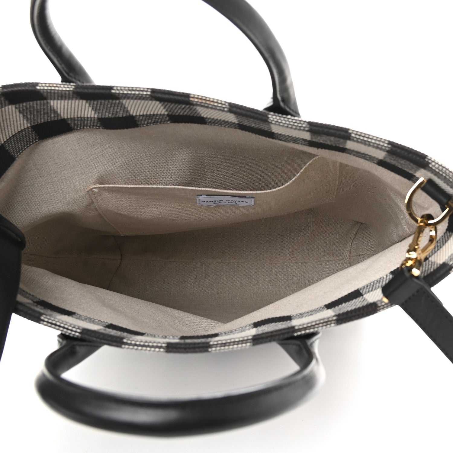 Mansur Gavriel Canvas Gingham Check North South Tote Black White 5 of 10