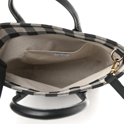 Mansur Gavriel Canvas Gingham Check North South Tote Black White 5 of 10