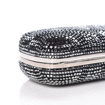 Alexander McQueen Crystal Nappa Classic Art Deco Skull Clutch Black Silver 9 of 10
